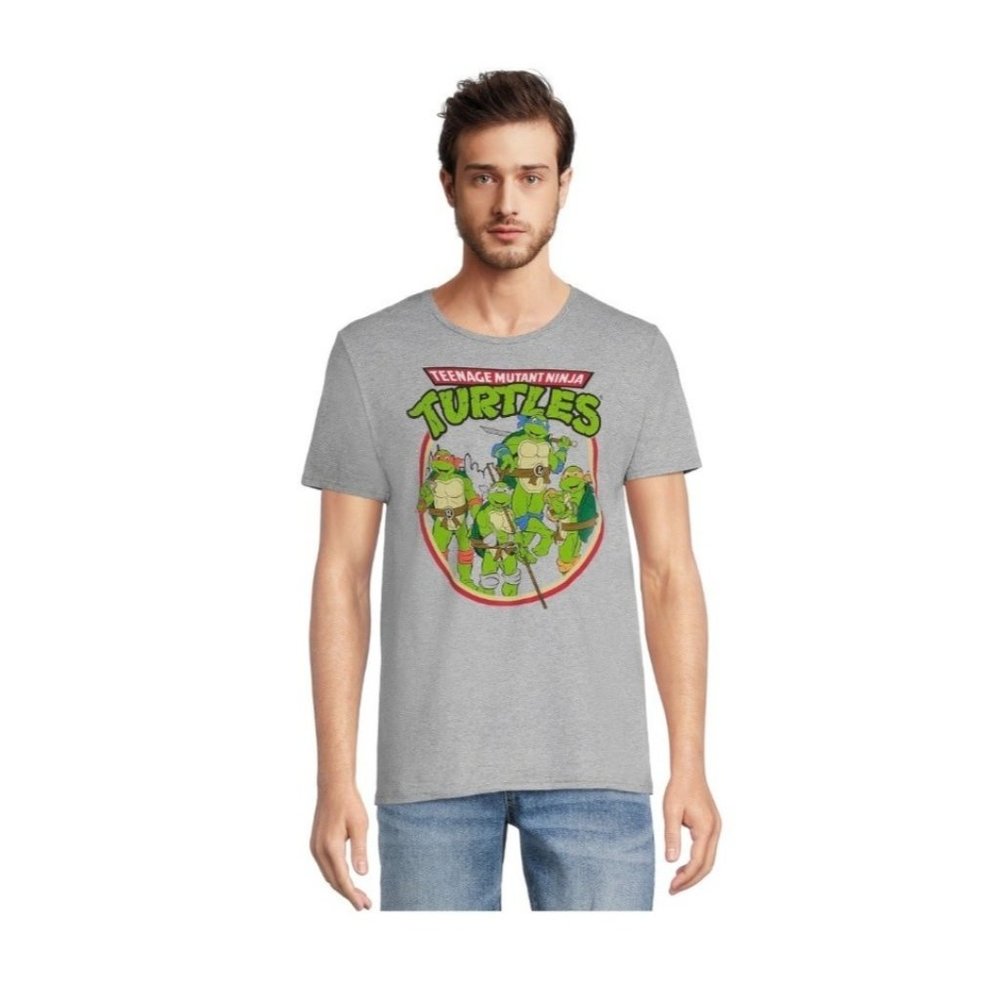 Teenage Mutant Ninja Turtles Mens Gray Short Sleeve Graphic Tee T‎ shirt, Size L